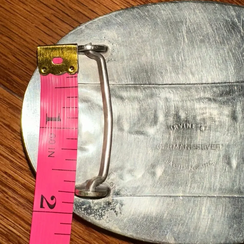 Vintage Irvine & Jachens German Silver 1971 Banjo Stables Rodeo Belt Buckle